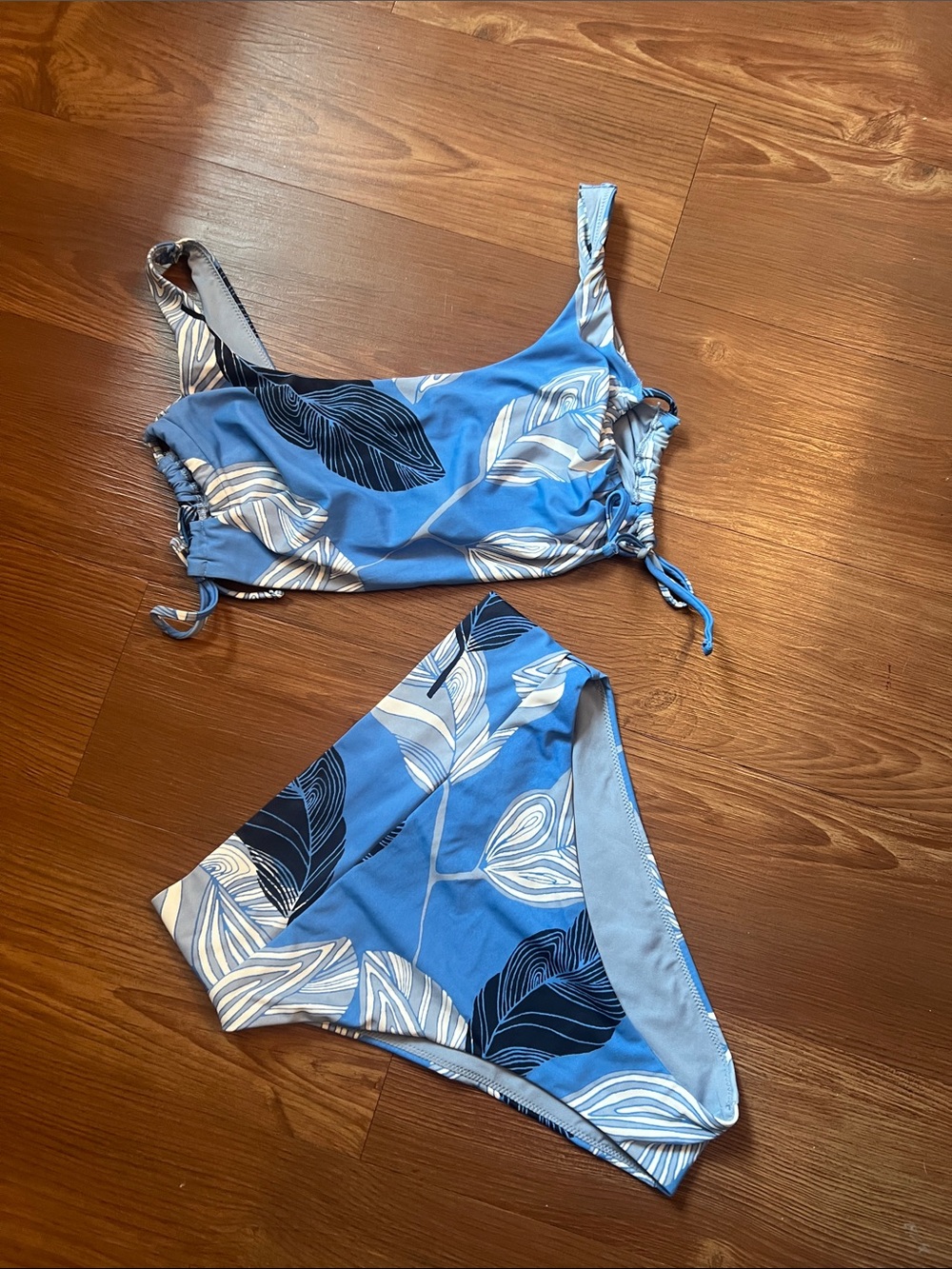 aerie Blue Leaf-Print Two-Piece Bikini Set